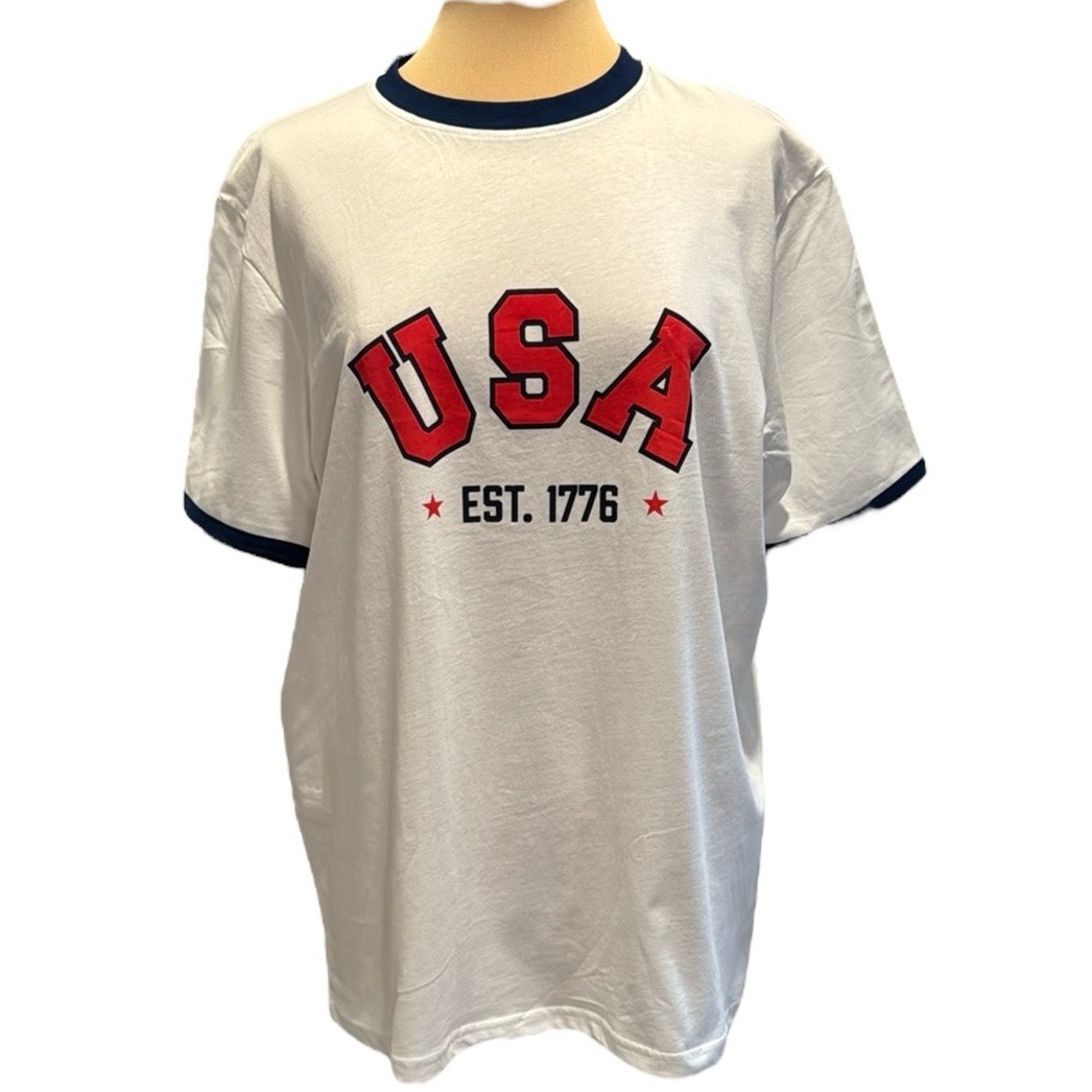 4th Fourth of July men’s red white blue USA T-shirt Graphic Tee XL